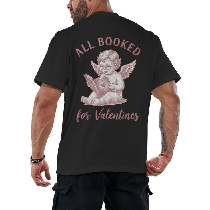 All Booked For Valentines Cute Cherub Vintage Book Lover Men's Back Print T-Shirt