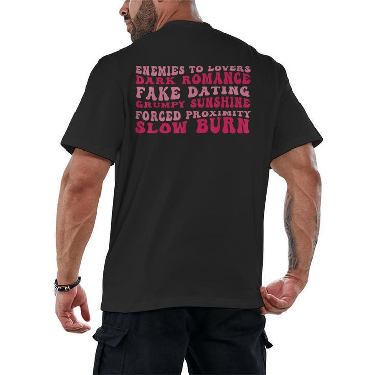Bookish Romance Tropes Book Club Reader Spicy Book Lover Men's Back Print T-Shirt