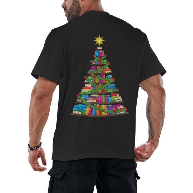 Bookmas Christmas Book Tree Book Lover English Teacher Men's Back Print T-Shirt