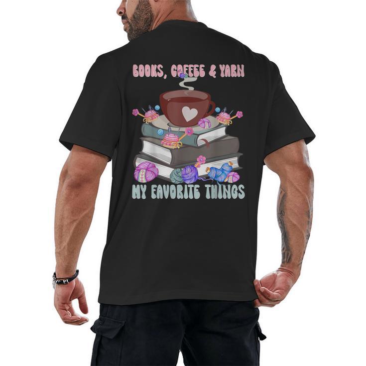 Books Coffee Yarn Lover My Favorite Things Men's Back Print T-Shirt