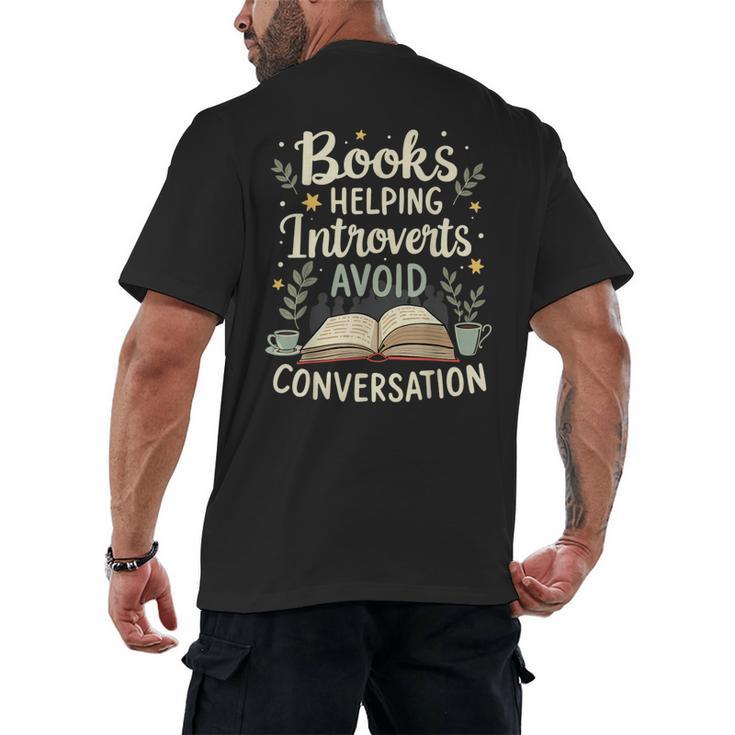 Books Helping Introverts Avoid Conversation Introvert Men's Back Print T-Shirt