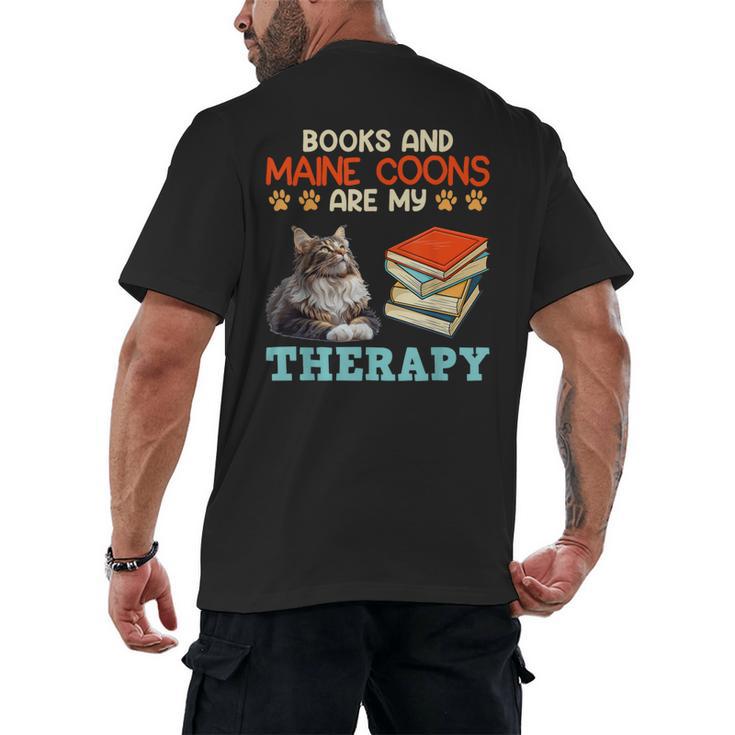 BOOKS AND MAINE COONS ARE MY THERAPY Main Coon Men's Back Print T-Shirt
