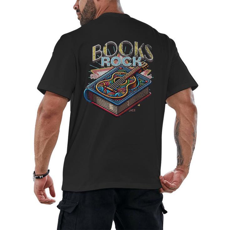 Books Rock Rock'n Roll Science Of Reading Teachers Guitar Men's Back Print T-Shirt