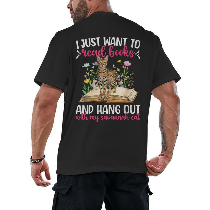 Books And My Savannah Cat Owner Savannah Cat Lover Men's Back Print T-Shirt