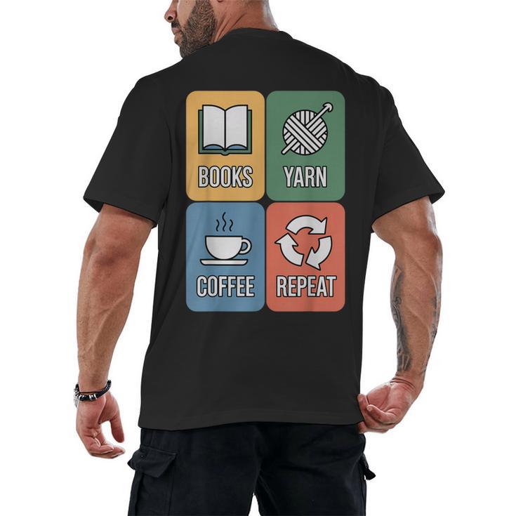 Books Yarn Coffee Repeat Crocheting Men's Back Print T-Shirt