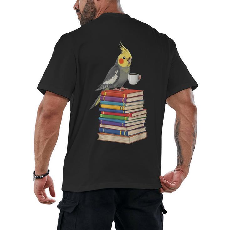 Bookworm Cockatiel Bird Reading Books Drinking Coffee Lover Men's Back Print T-Shirt