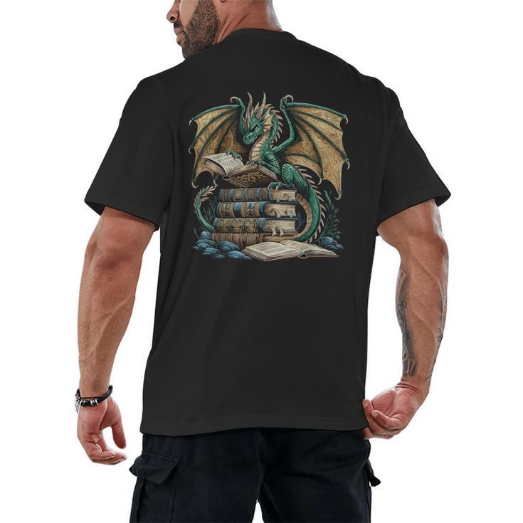 Bookworm Dragons Reading Book Dragons And Books Men's Back Print T-Shirt