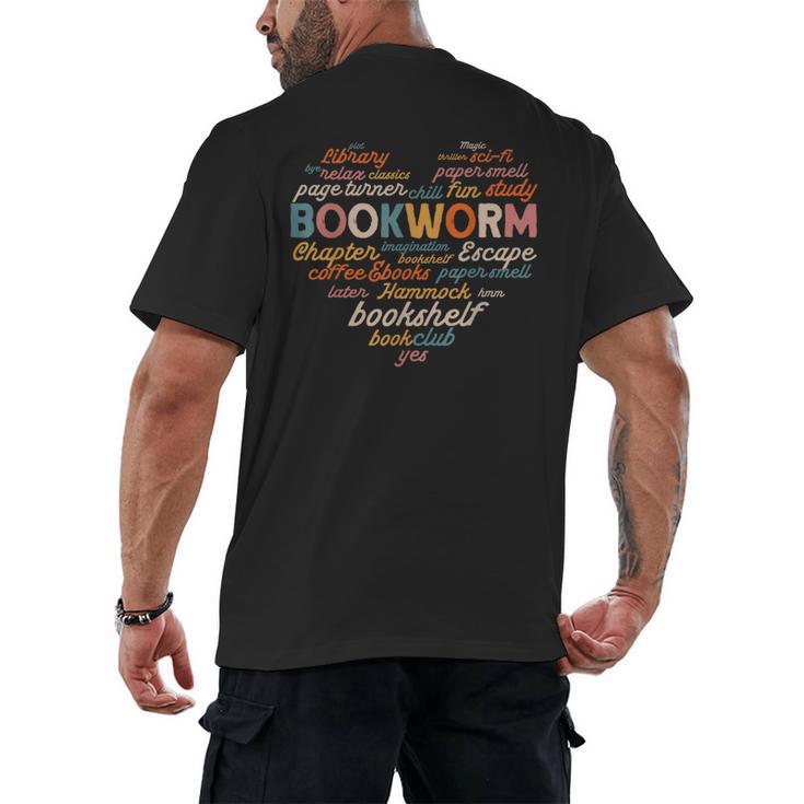 Bookworm Words Heart Book Lover Reader Reading Fun Men's Back Print T-Shirt
