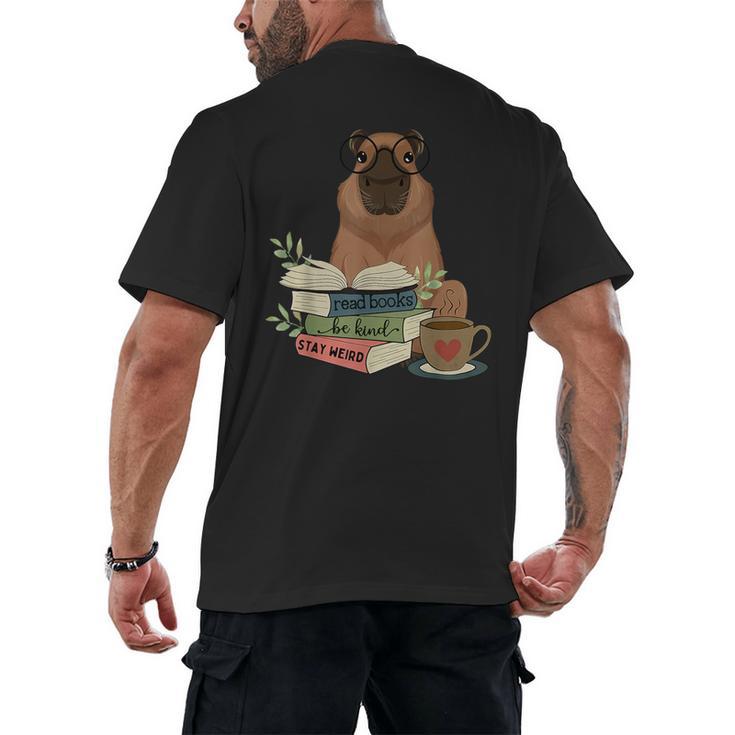 Capybara Glasses Reading Books Capybara Nerd Bookworm Men's Back Print T-Shirt