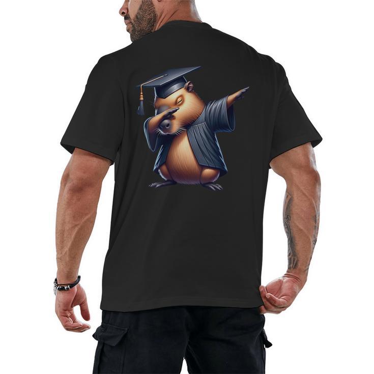 Capybara Graduation Dabbing Capy Wearing Graduate Gown Men's Back Print T-Shirt