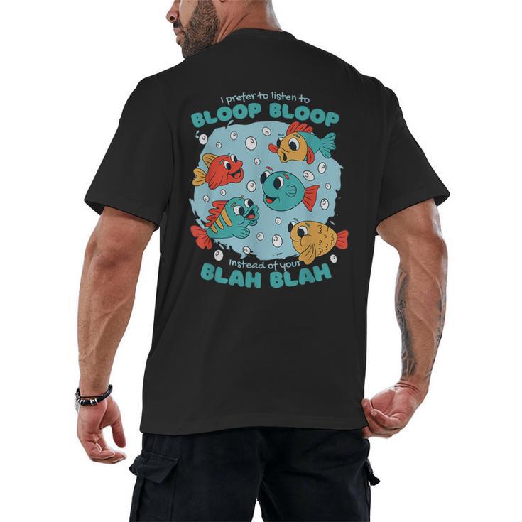 Cartoon Sarcasm Anti-Social Nihilism Introvert Fish Men's Back Print T-Shirt