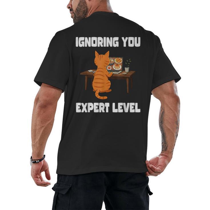 Cat Ignoring You Expert Level Orange Tabby Introvert Men's Back Print T-Shirt