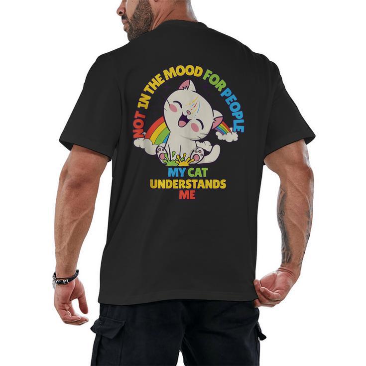 Cat Mom Loves Cats Dad Not In The Mood For People Introvert Men's Back Print T-Shirt
