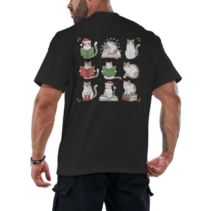 Cat Reading Book Funny Christmas Cat Book Lover Librarian Men Women Kids Men's Back Print T-Shirt