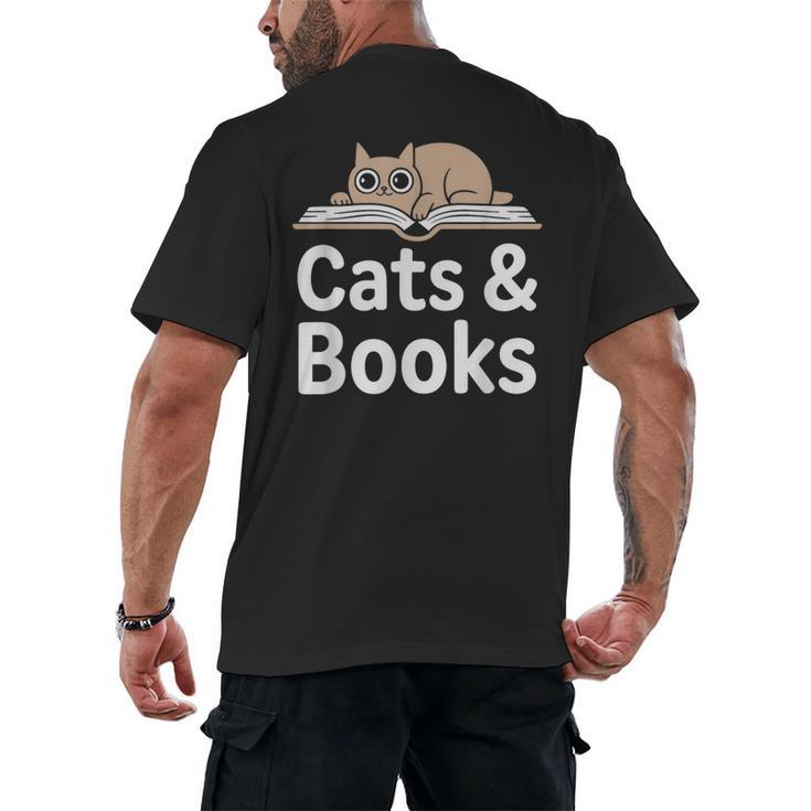 Cats And Books Men's Back Print T-Shirt