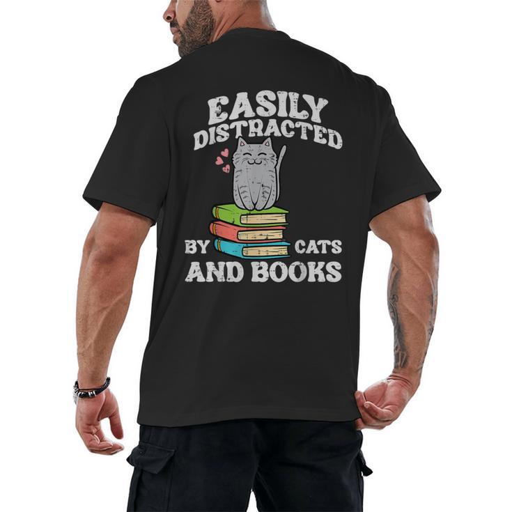 Cats And Books Read Reading Librarian Book Across America Men's Back Print T-Shirt