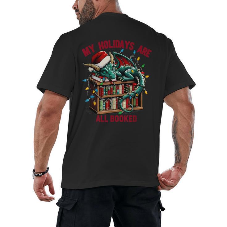 Christmas Dragon My Holidays Are All Booked Book Lovers Kids Men's Back Print T-Shirt