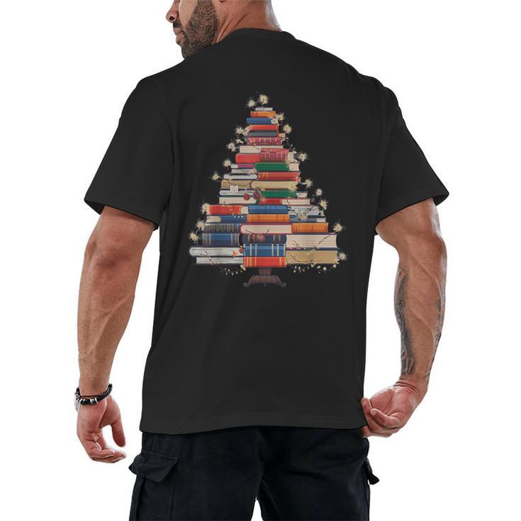 Christmas Tree Book Bookworm Men's Back Print T-Shirt