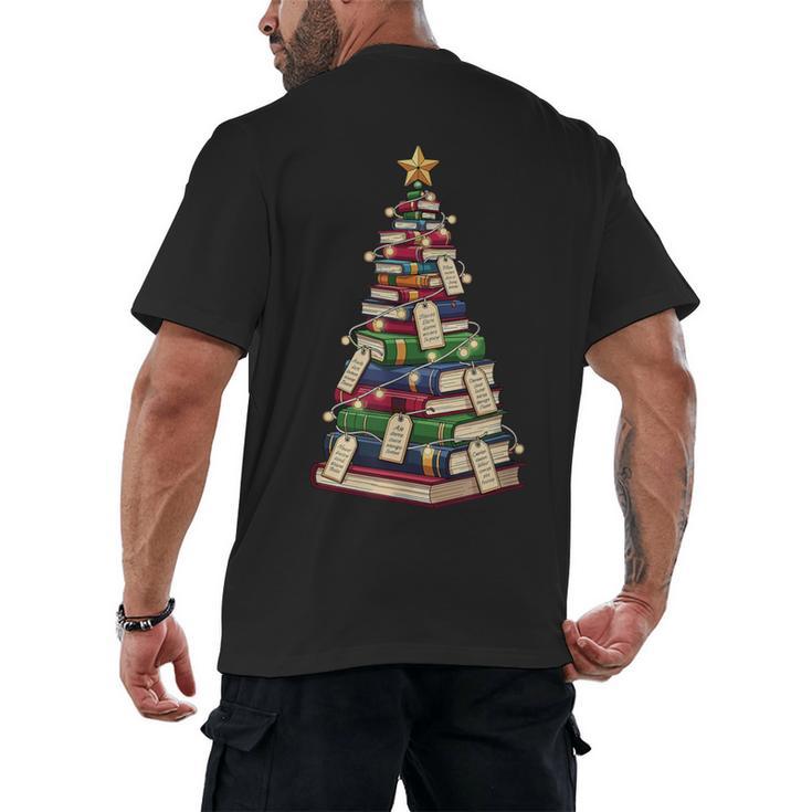Christmas Tree Of Books For Readers And Librarians Men's Back Print T-Shirt