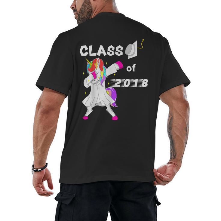 Class Of 2018 Graduation Him Her Unicorn Dabbing Shirt Men's Back Print T-Shirt