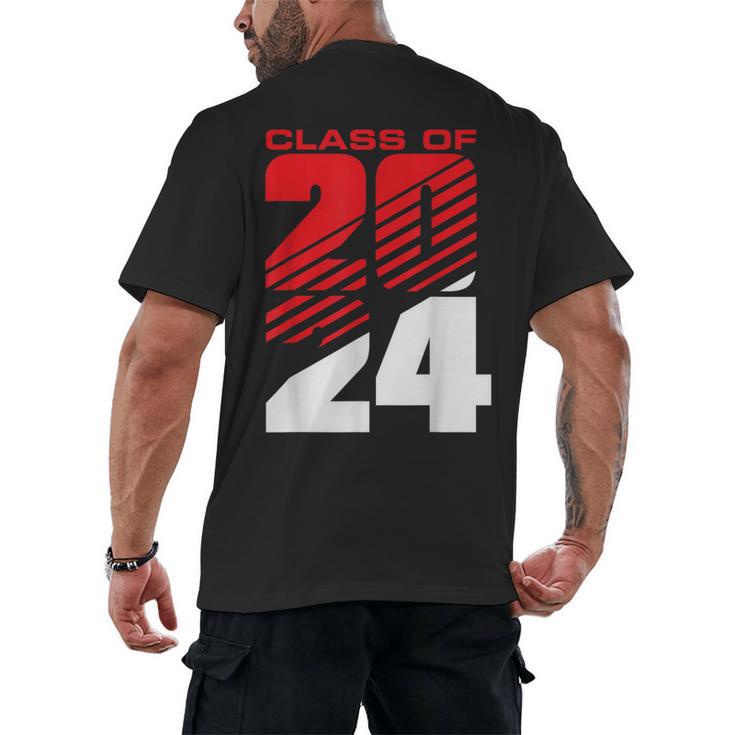 Class Of 2024 High School Senior Graduation Red Sports Style Men's Back Print T-Shirt