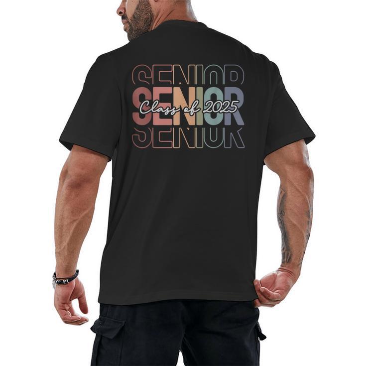 Class Of 2025 Senior 2025 Graduation Leopard Retro Rainbow Men's Back Print T-Shirt