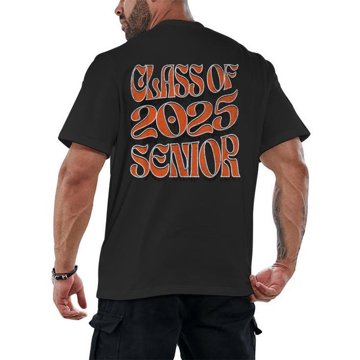 Class Of 2025 Senior Orange And Student Graduation Men's Back Print T-Shirt