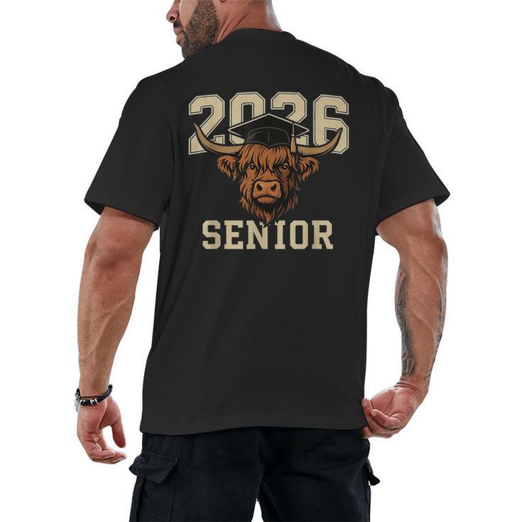 Class Of 2026 Highland Cow Senior Graduation School Pride Men's Back Print T-Shirt