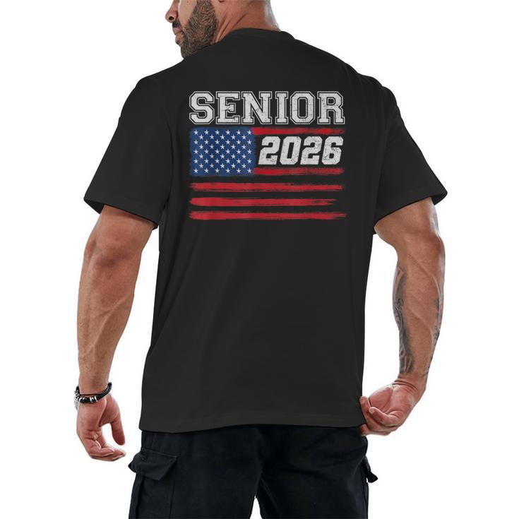 Class Of 2026 Senior Back To School American Flag Graduation Men's Back Print T-Shirt