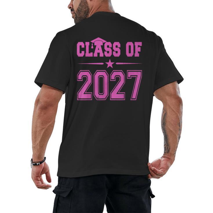 Class Of 2027 Pink Girls Shirt Graduation Men's Back Print T-Shirt