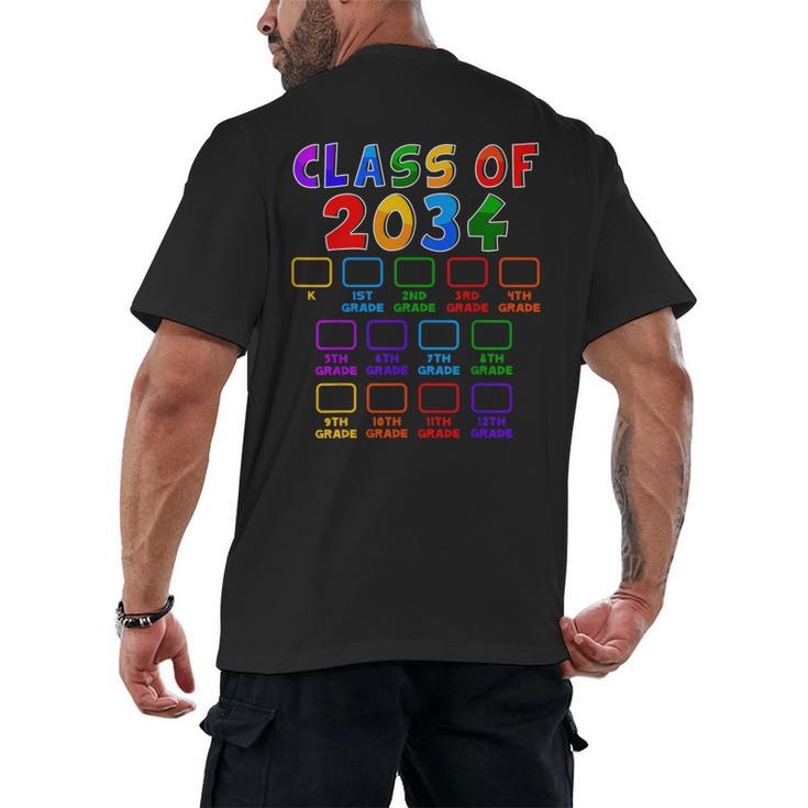 Class Of 2034 Grow With Me Graduation First Day Of School Men's Back Print T-Shirt