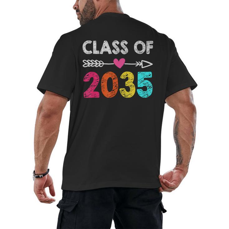 Class Of 2035 Kindergarten Pre K Grow With Me Graduation Men's Back Print T-Shirt