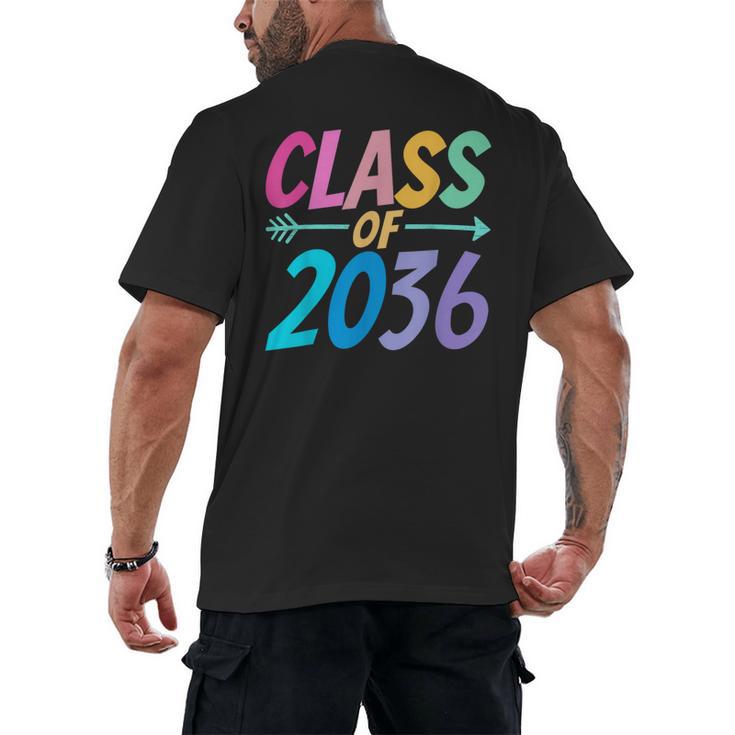 Class Of 2036 First Day Kindergarten Grow With Me Graduation Men's Back Print T-Shirt
