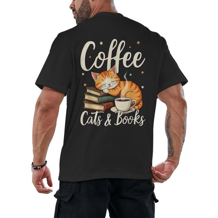 Coffee Cats And Books Lover For Women & Men Coffee Men's Back Print T-Shirt