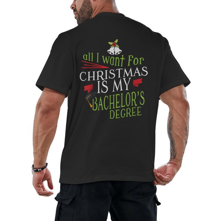 College Student Christmas Bachelors Degree Graduation Men's Back Print T-Shirt