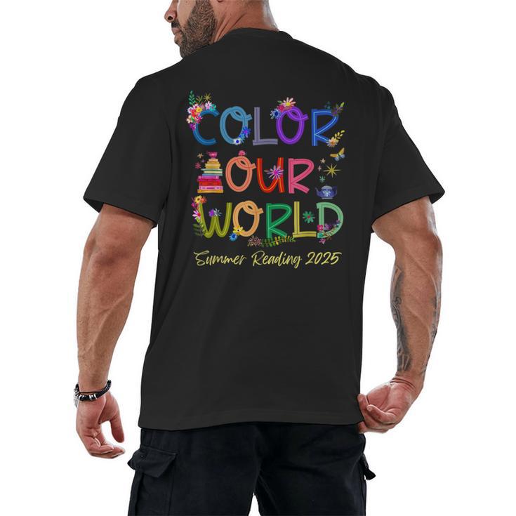 Color Our World Summer Reading 2025 Boho Wildflower Book Men's Back Print T-Shirt