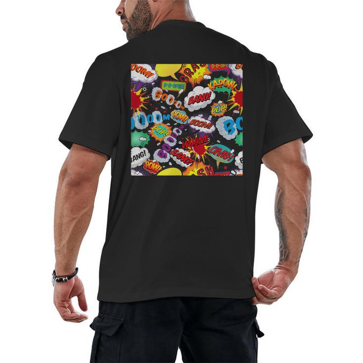 Comic Book Pop Art Modern Fun Men's Back Print T-Shirt