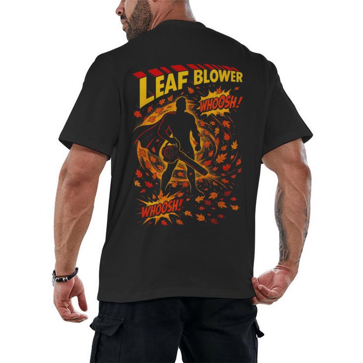 Comic Book Superhero Fall Season Leaf Blower Men's Back Print T-Shirt