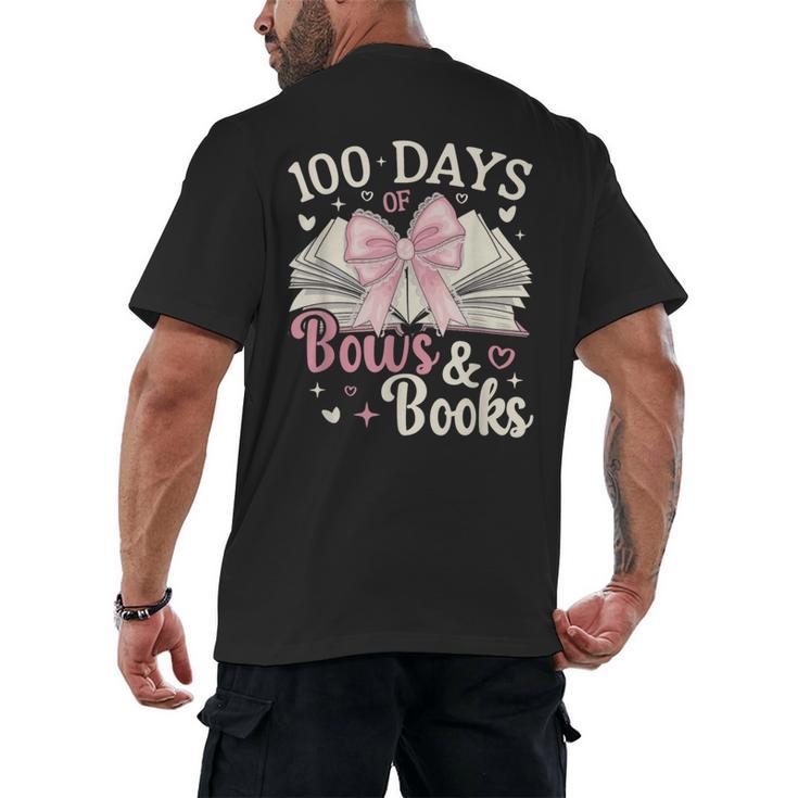 Coquette 100 Days Of Bows Books Reading 100th Day Of School Men's Back Print T-Shirt