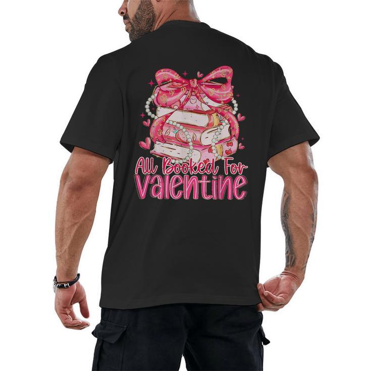 Coquette Bow All Booked For Valentines Teacher Book Men's Back Print T-Shirt