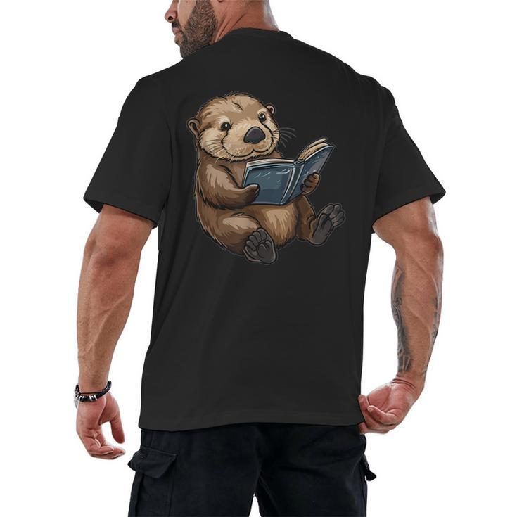 Cute Book Sea Otter Men's Back Print T-Shirt