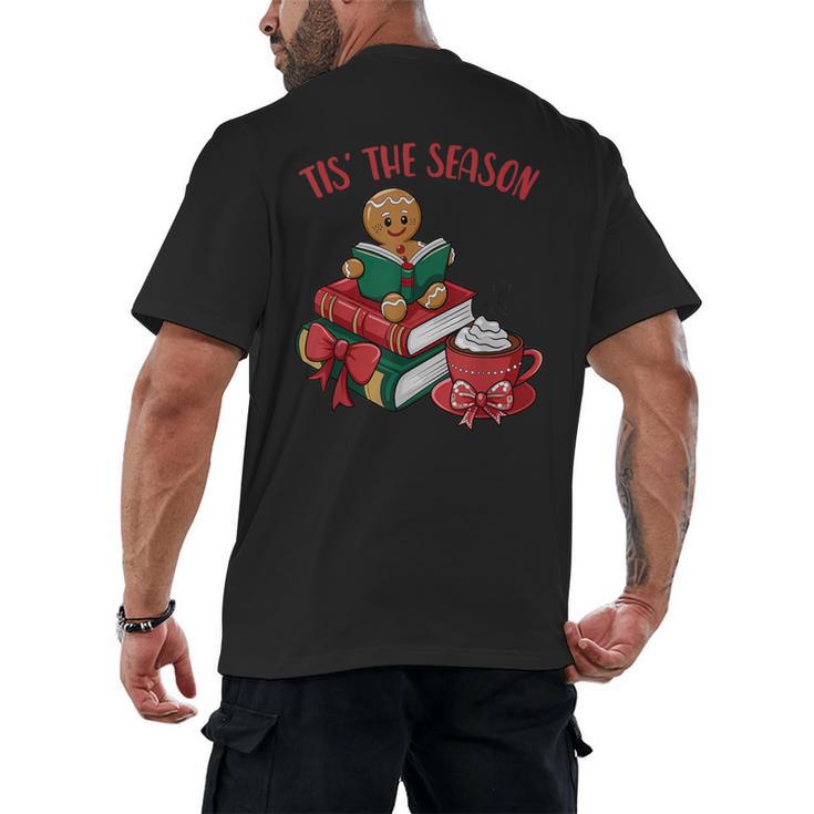 Cute Gingerbread Man Reading Book Nerd Christmas Bookish Men's Back Print T-Shirt