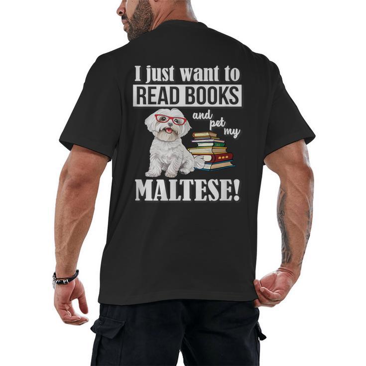 Cute Glasses Read Books & Pet My Maltese Lover Men's Back Print T-Shirt