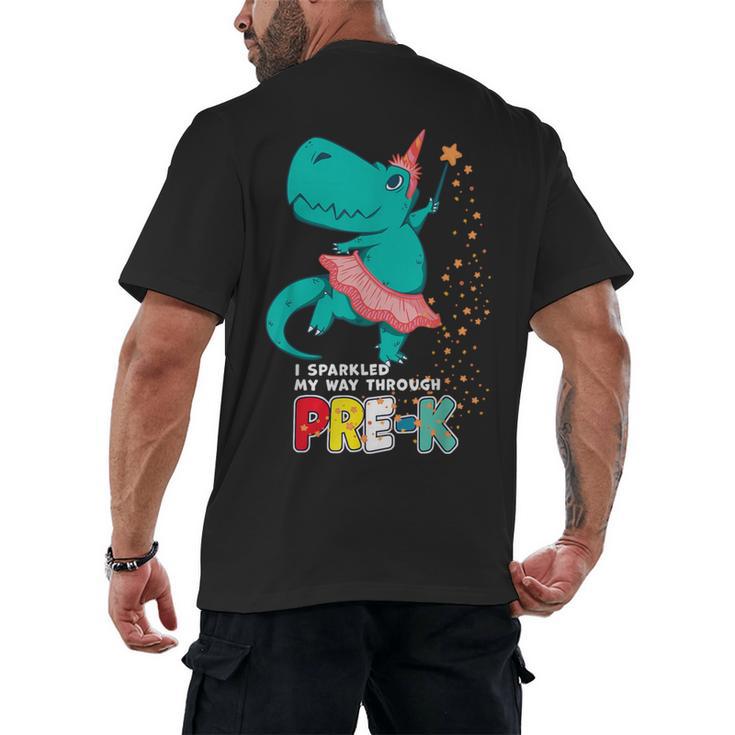 Cute Magical Ballerina Dino Unicorn Pre-K Graduation Men's Back Print T-Shirt