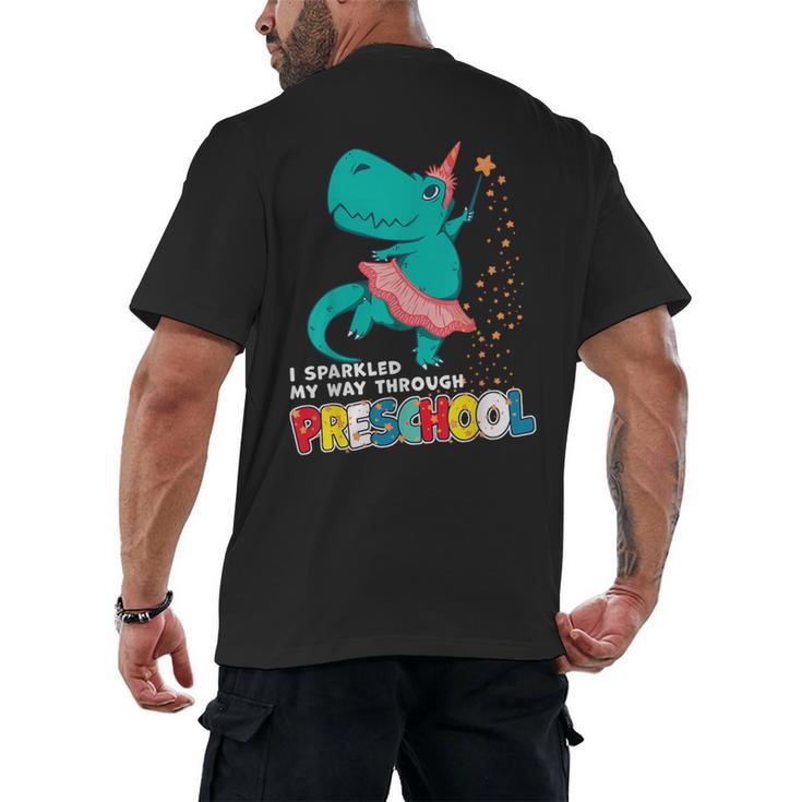 Cute Magical Ballerina Dino Unicorn Preschool Graduation Men's Back Print T-Shirt