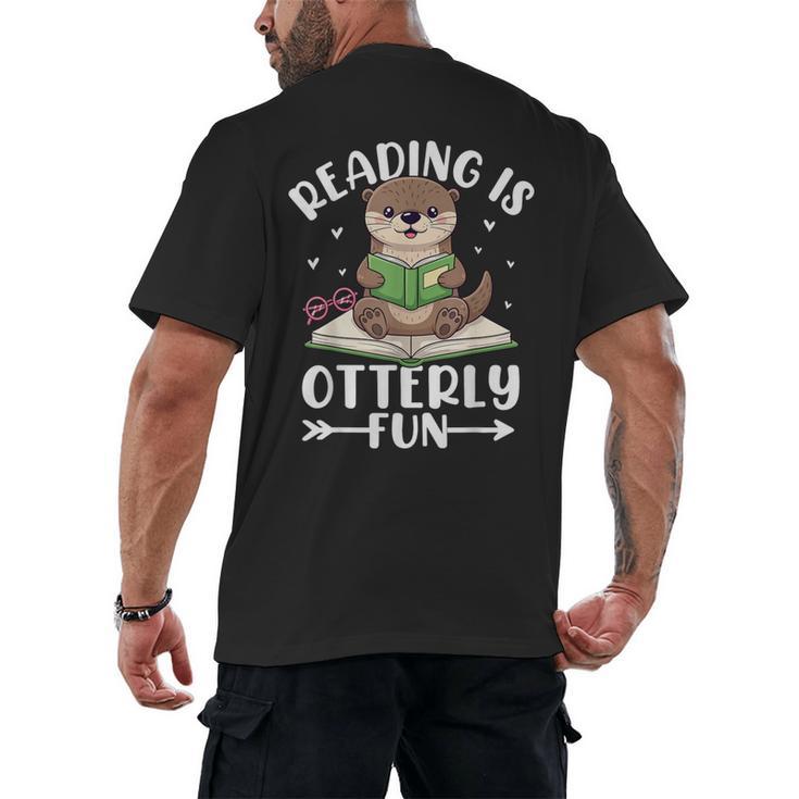 Cute Otter Reading Book Lover Sea Otters Animal Lover Men's Back Print T-Shirt