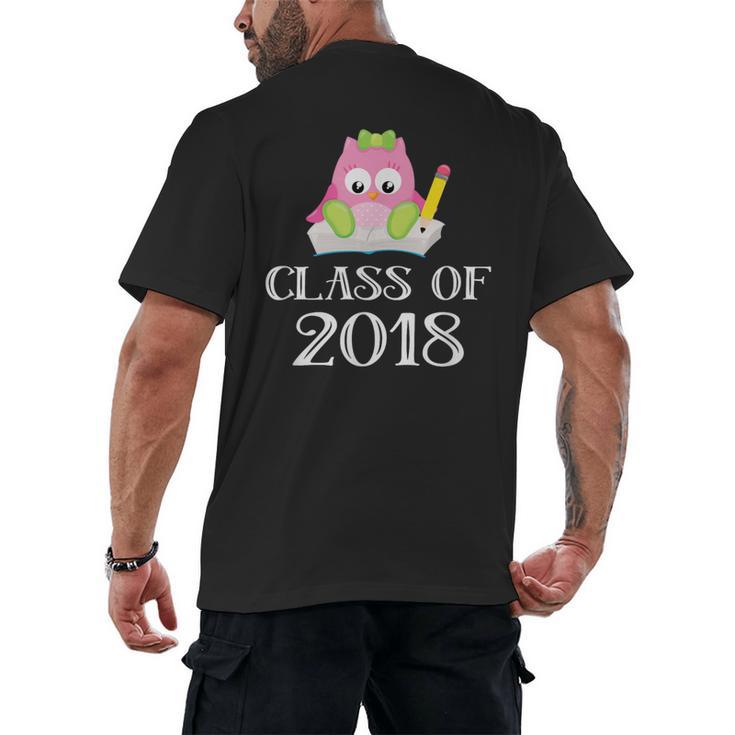 Cute Pink School Owl Class Of 2018 Graduation Men's Back Print T-Shirt