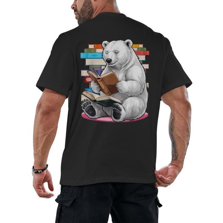 Cute Polar Bear Is Reading a Book Reading Polar Bear Men's Back Print T-Shirt