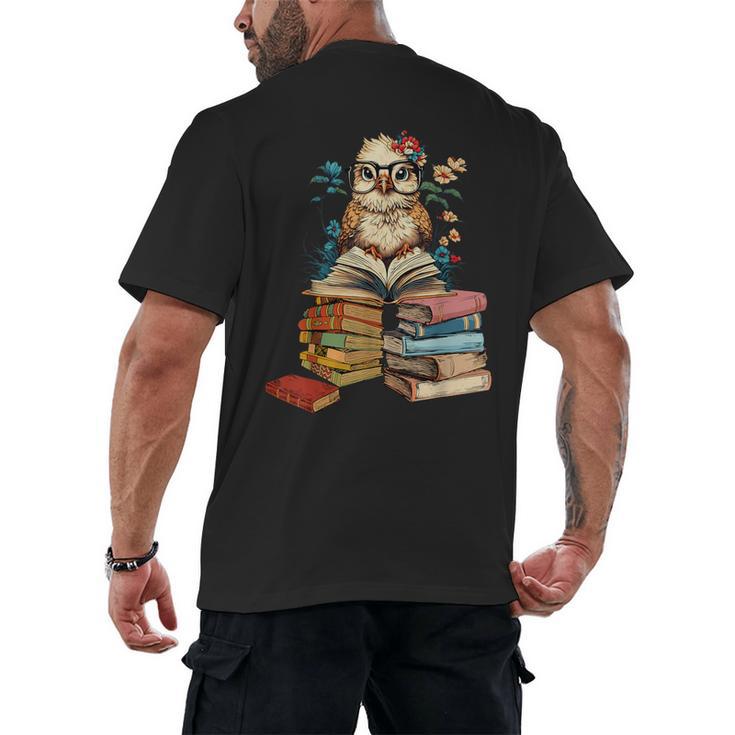 Cute Reading Chicken With Glasses Books Bookworm Reader Book Men's Back Print T-Shirt