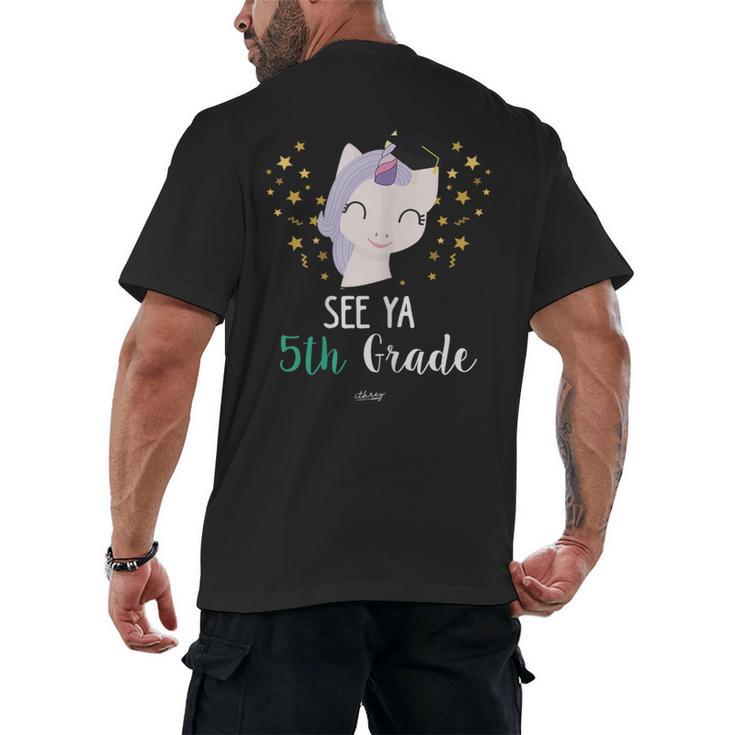Cute Unicorn See Ya 5th Grade Graduation Shirt Men's Back Print T-Shirt
